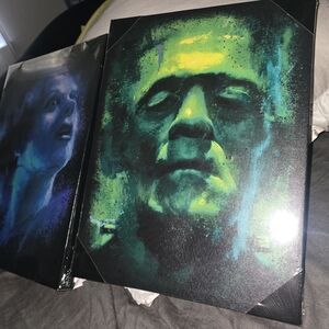 MONSTER AND BRIDE Green and Blue Art Print